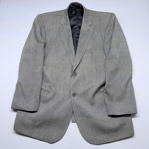 Rafael Mens 44R Blazer Grey Herringbone Silk Wool Blend 2 Button Sport Coat